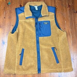 LL Bean Mountain Pile Fleece Vest Mens XXL Saddle Blue Sherpa Full Zip 519060